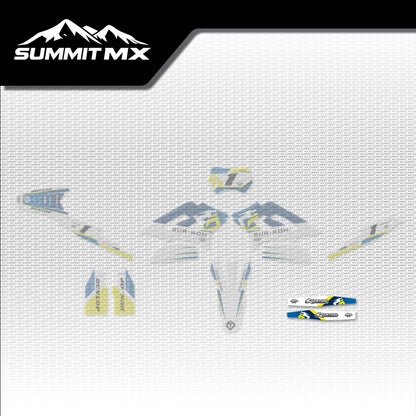 Husqvarna Inspired Storm Bee Swing Arm Decals placement on the full kit