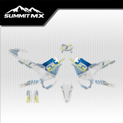 Husqvarna Inspired Ultra Bee Battery Shroud Decals shown in place on the full kit layout