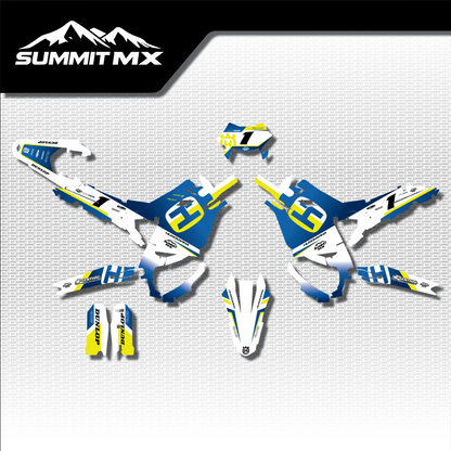 Husqvarna Inspired Ultra Bee graphics kit full artwork layout by Summit MX