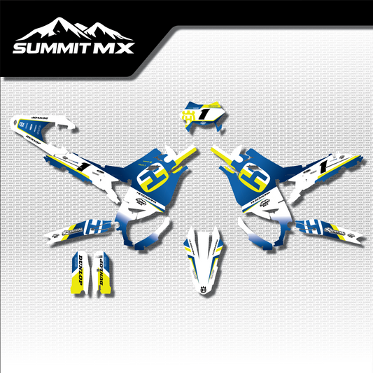 Husqvarna Inspired Ultra Bee graphics kit full artwork layout by Summit MX