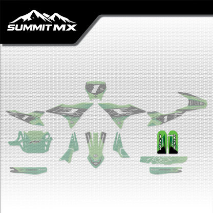 Kawasaki Inspired Altis Delta Fork Guard Decals placement on the full kit