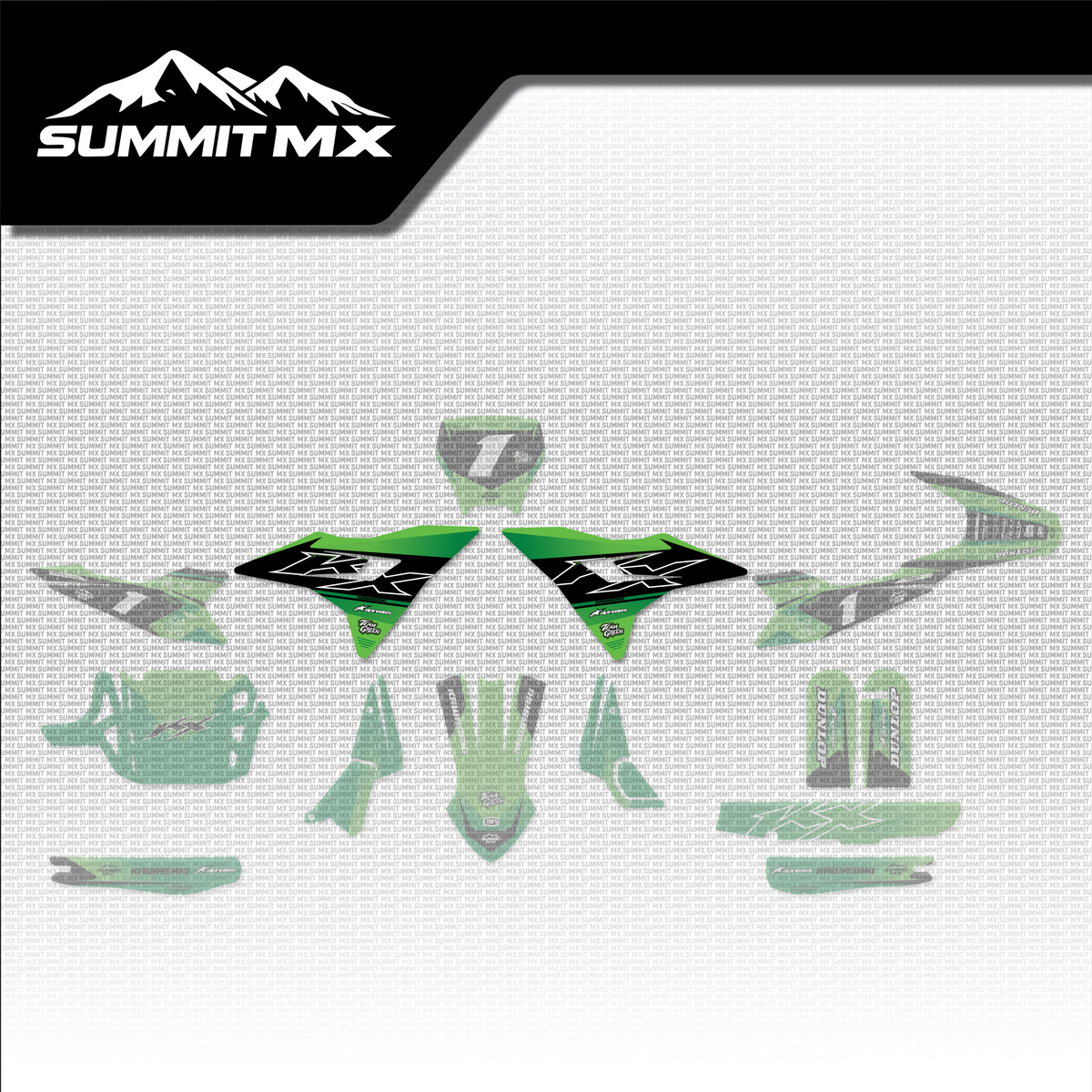 Kawasaki Inspired Altis Delta Front Shroud Decals placement on the full kit