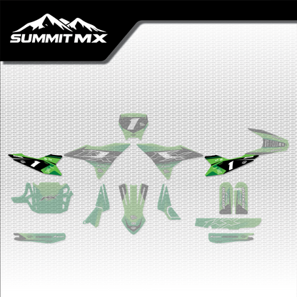 Kawasaki Inspired Altis Delta Side Number Plate Decals placement on the full kit