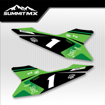 Kawasaki Inspired Altis Delta Side Number Plate Decals