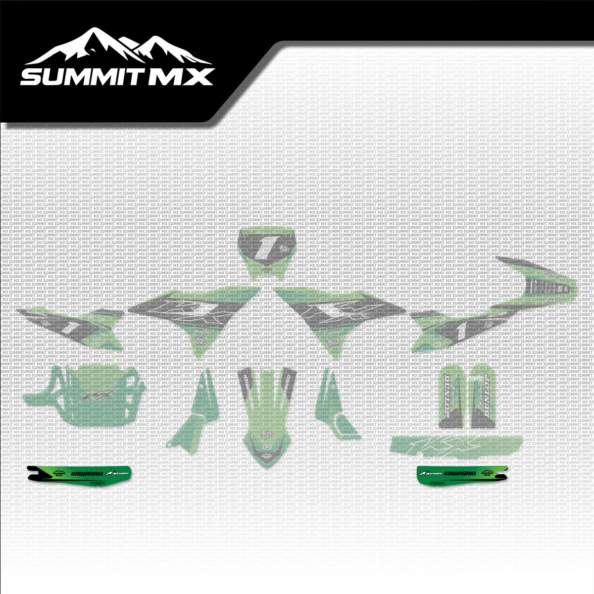 Kawasaki Inspired Altis Delta Swing Arm Decal placement on the full kit