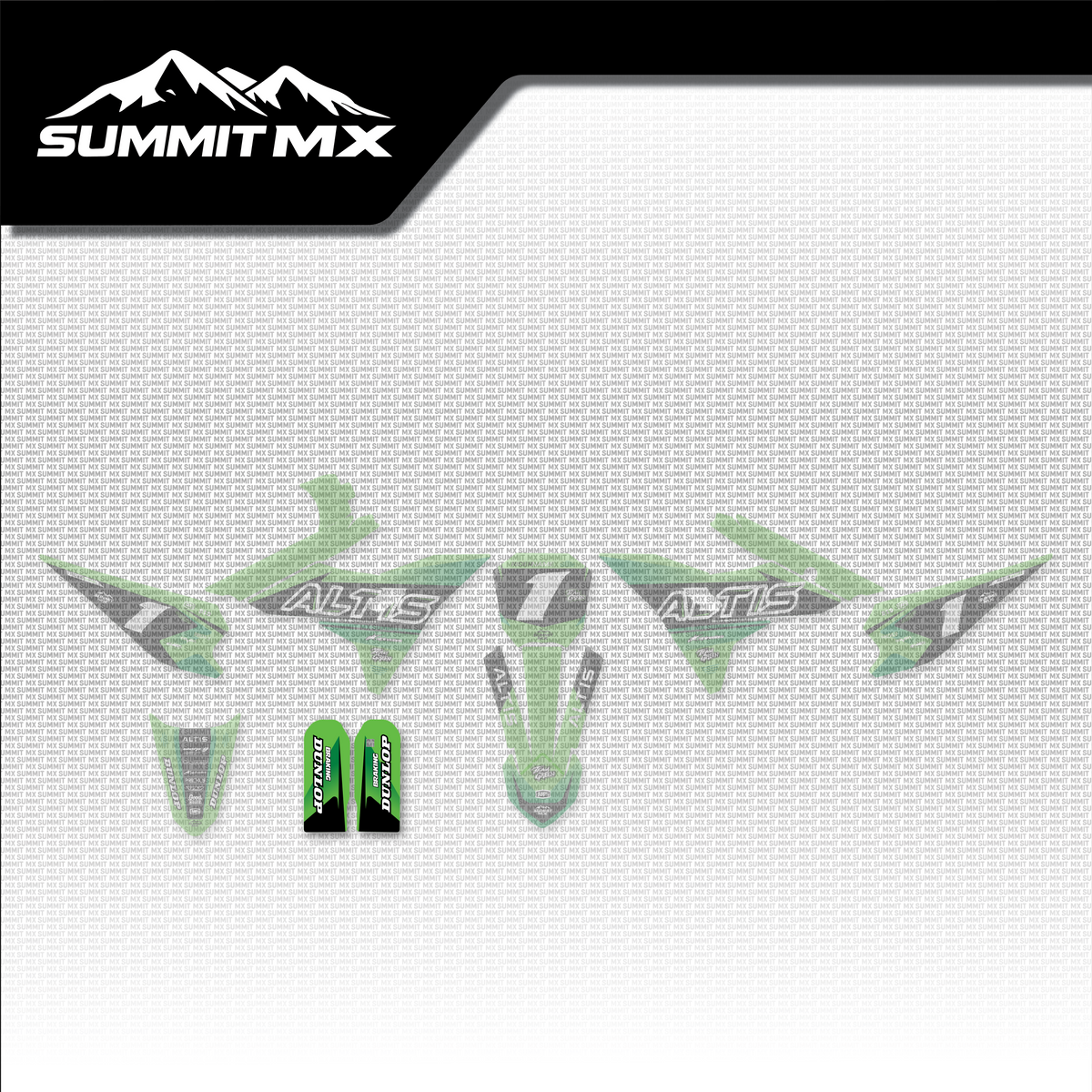 Kawasaki Inspired Altis Sigma Fork Guard Decals placement on the full kit