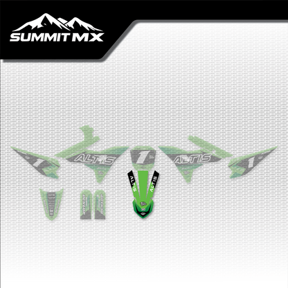Kawasaki Inspired Altis Sigma Front Fender Decal placement on the full kit