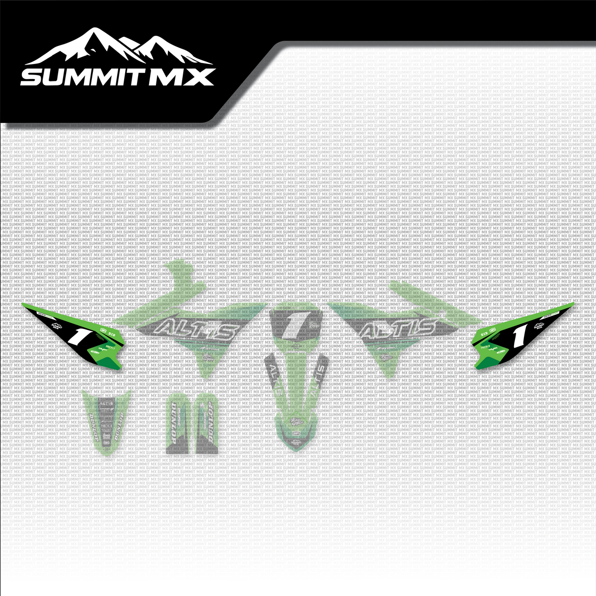 Kawasaki Inspired Altis Sigma Side Number Plate Decals placement on the full kit