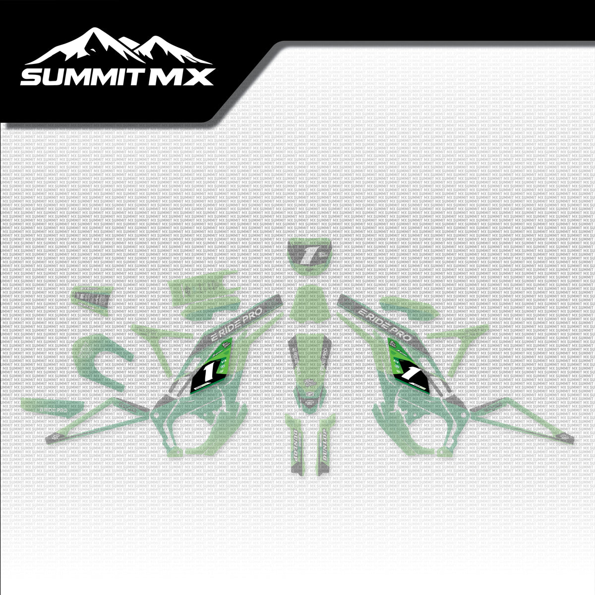 Kawasaki Inspired E-Ride Pro Battery Decals placement on the full kit