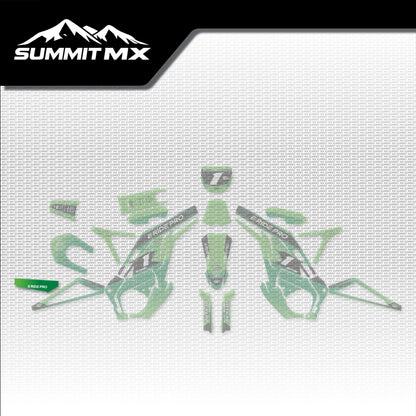 Kawasaki Inspired E-Ride Pro Chain Guard Decal placement on the full kit