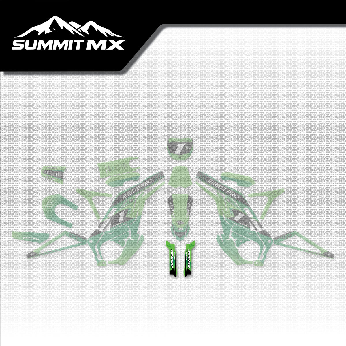 Kawasaki Inspired E-Ride Pro 1.0 and 2.0 Fork Guard Decals placement on the full kit