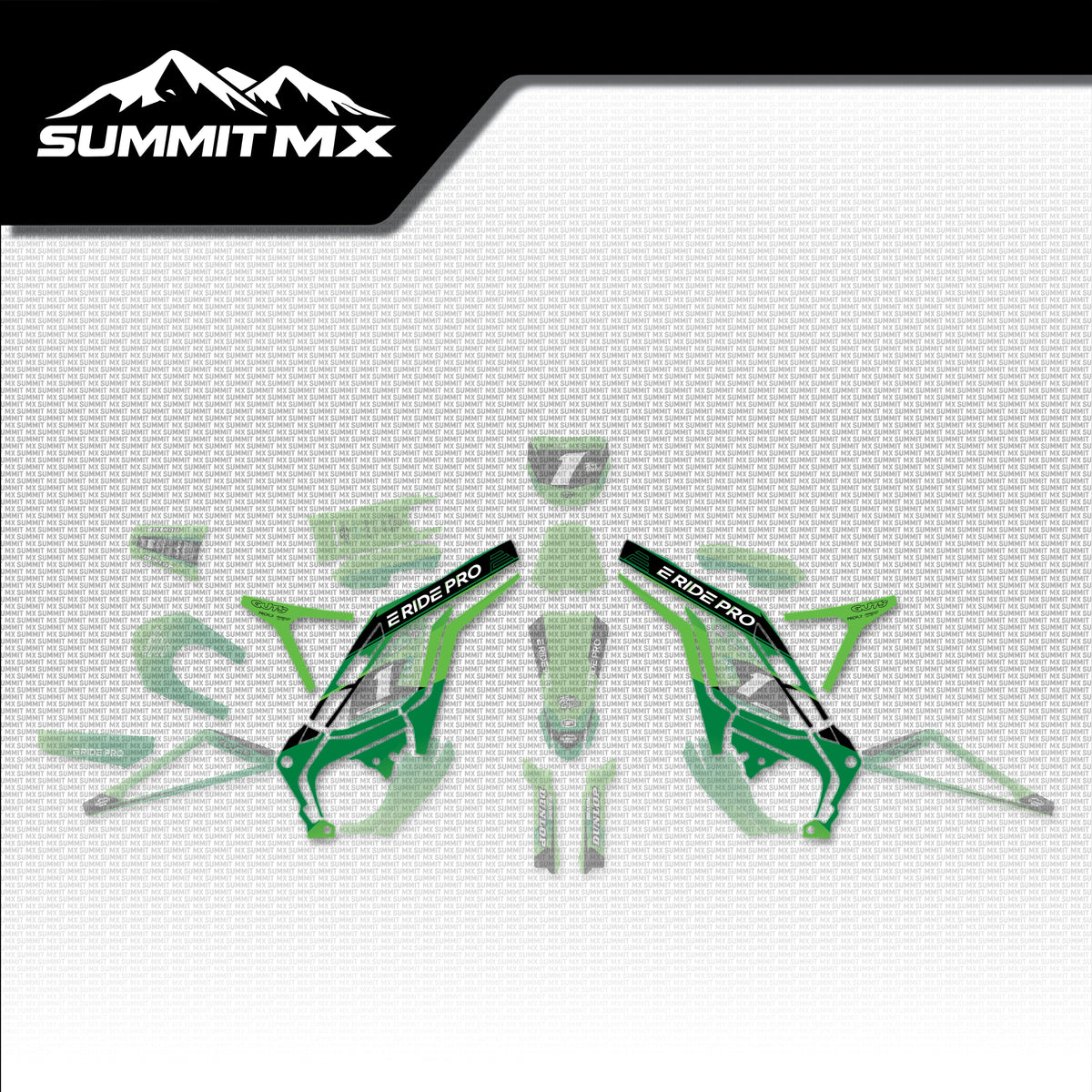 Kawasaki Inspired E-Ride Pro Frame Decals placement on the full kit