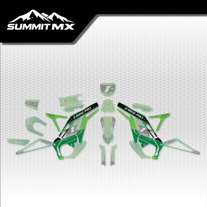 Kawasaki Inspired E-Ride Pro Frame Decals placement on the full kit