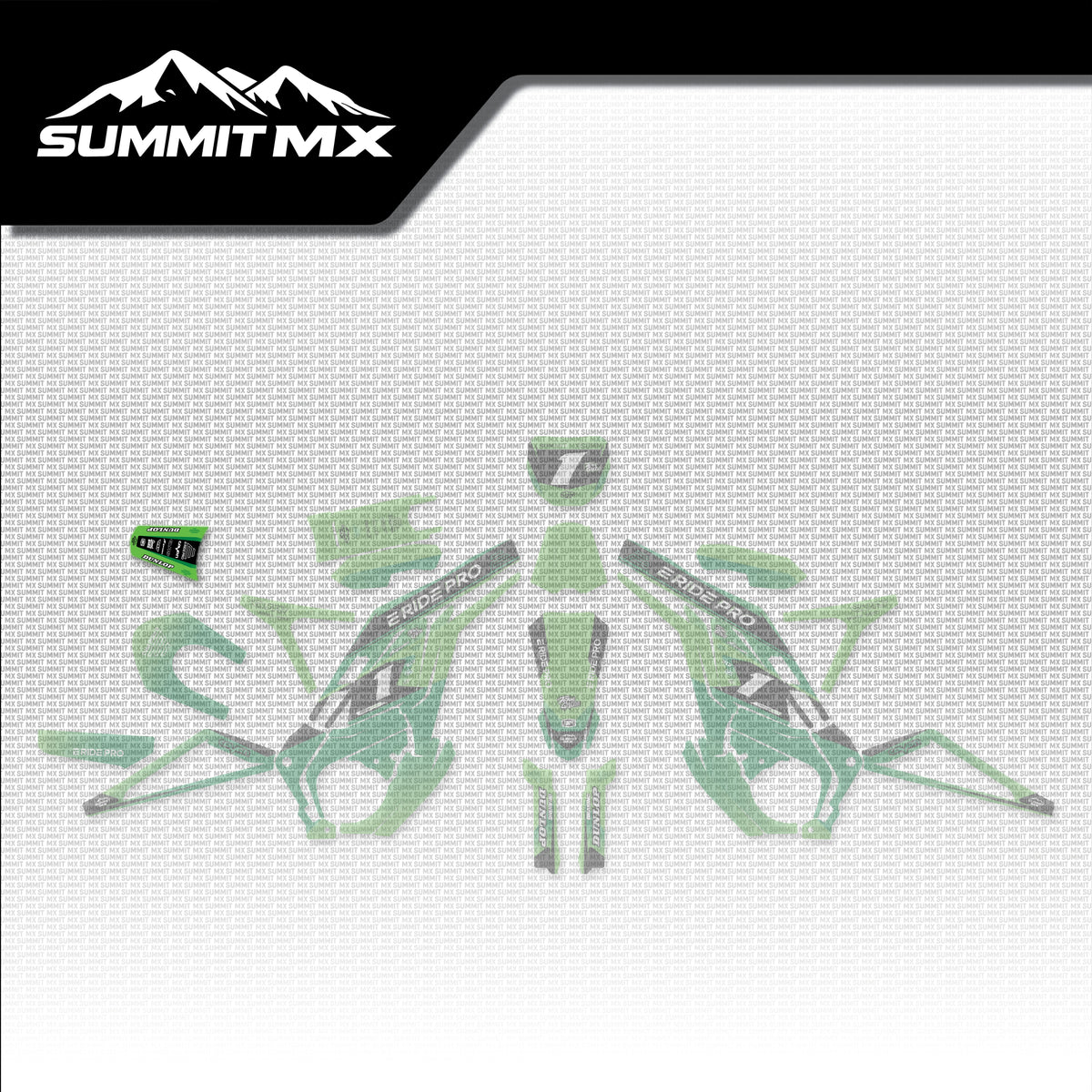 Kawasaki Inspired E-Ride Pro Rear Fender Decal placement on the full kit