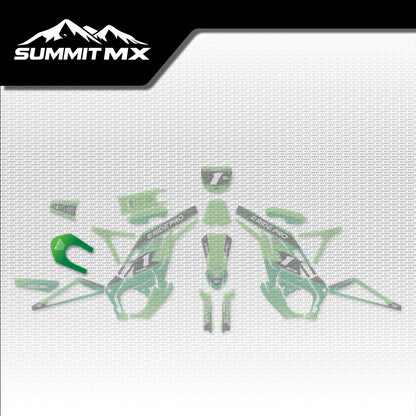 Kawasaki Inspired E-Ride Pro Rear Mud Guard Decal placement on the full kit