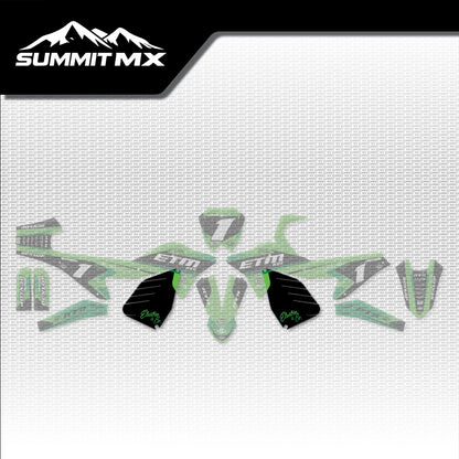 Kawasaki Inspired ETM RTR Battery Decals placement on the full kit
