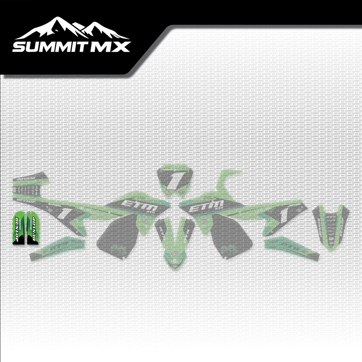 Kawasaki Inspired ETM RTR Fork Guard Decals placement on the full kit
