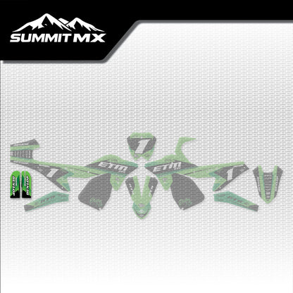 Kawasaki Inspired ETM RTR Fork Guard Decals placement on the full kit