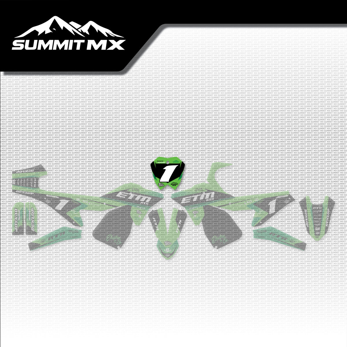 Kawasaki Inspired ETM RTR Number Plate Decal placement on the full kit