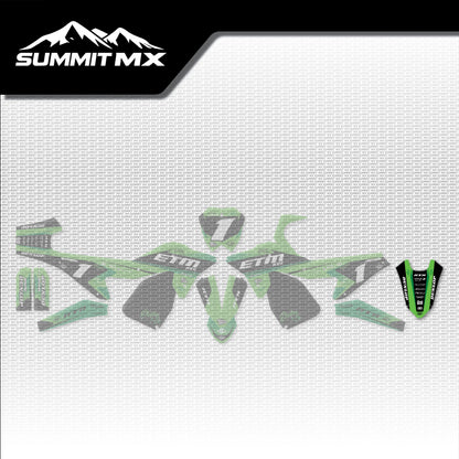 Kawasaki Inspired ETM RTR Rear Fender Decal placement on the full kit