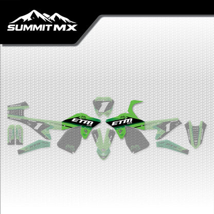Kawasaki Inspired ETM RTR Side Shroud Decals placement on the full kit
