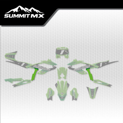 Kawasaki Inspired Hyper Bee Frame Decals placement on the full kit