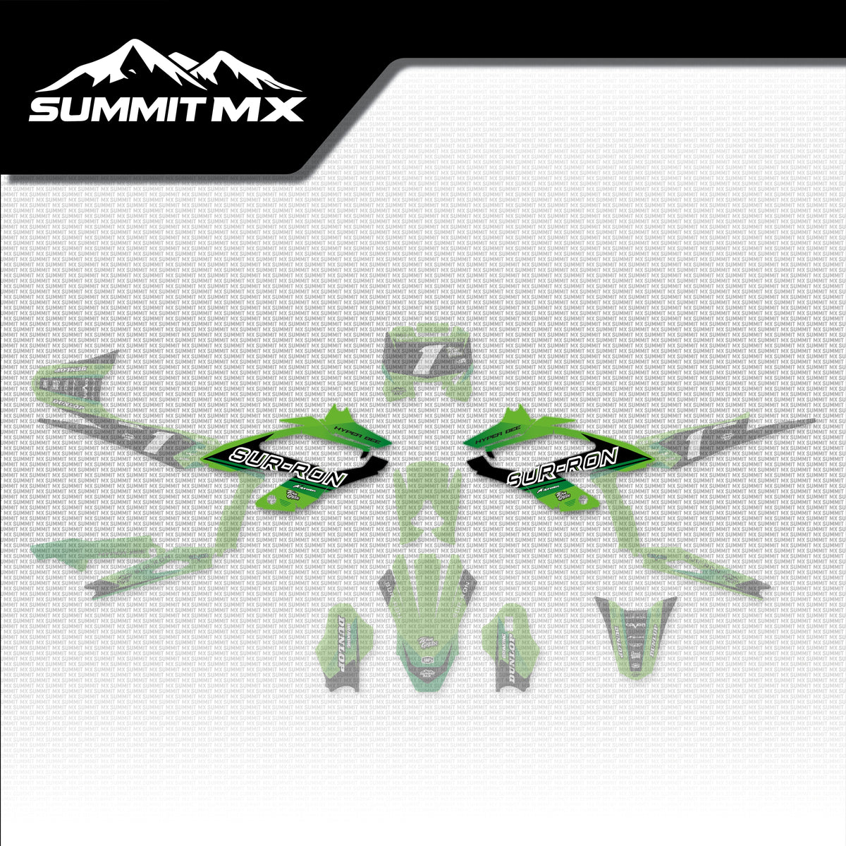 Kawasaki Inspired Hyper Bee Side Shroud Decals placement on the full kit