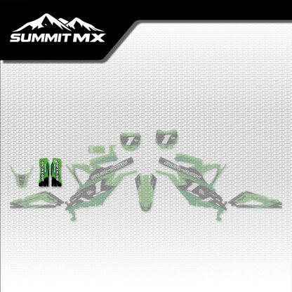 Kawasaki Inspired Light Bee Fork Guard Decals placement on the full kit