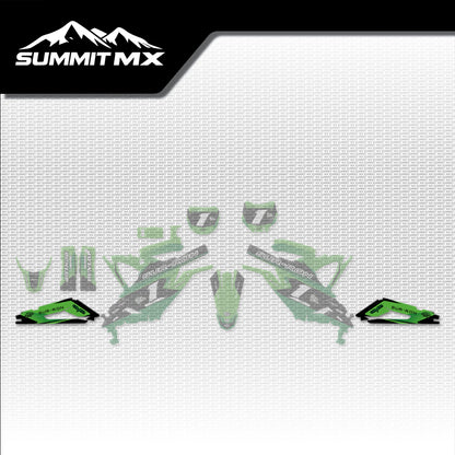 Kawasaki Inspired Light Bee Swing Arm Decals placement on the full kit
