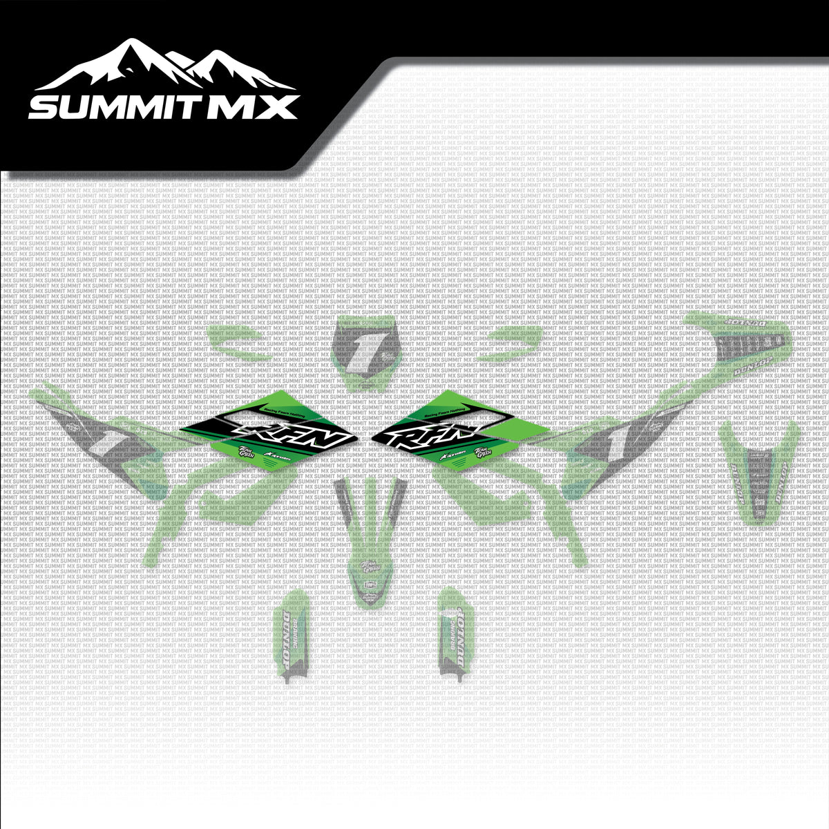 Kawasaki Inspired RFN Warrior Pro SX-E15 Front Shroud Decals placement on the full kit