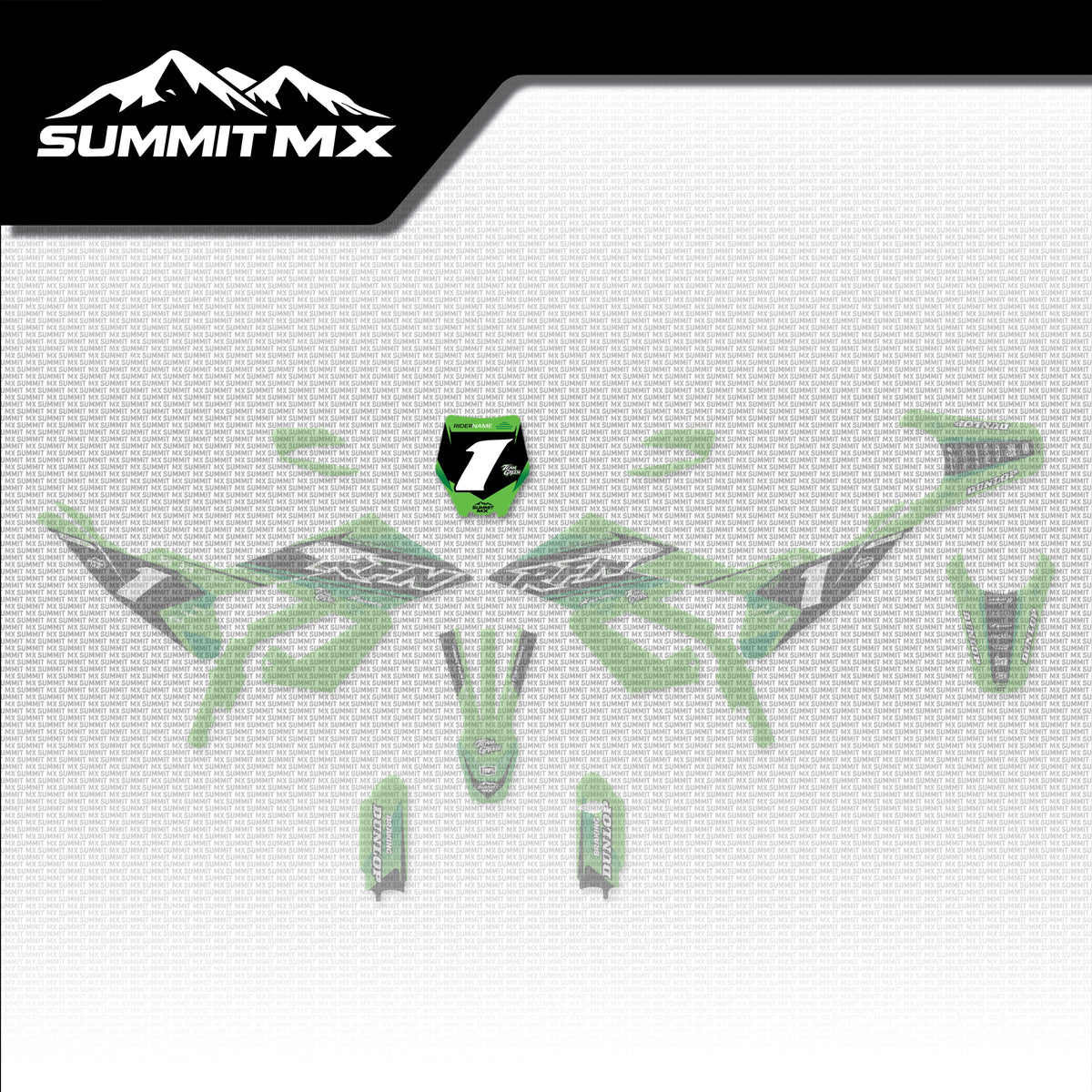 Kawasaki Inspired RFN Warrior Pro SX-E15 Number Plate Decal placement on the full kit