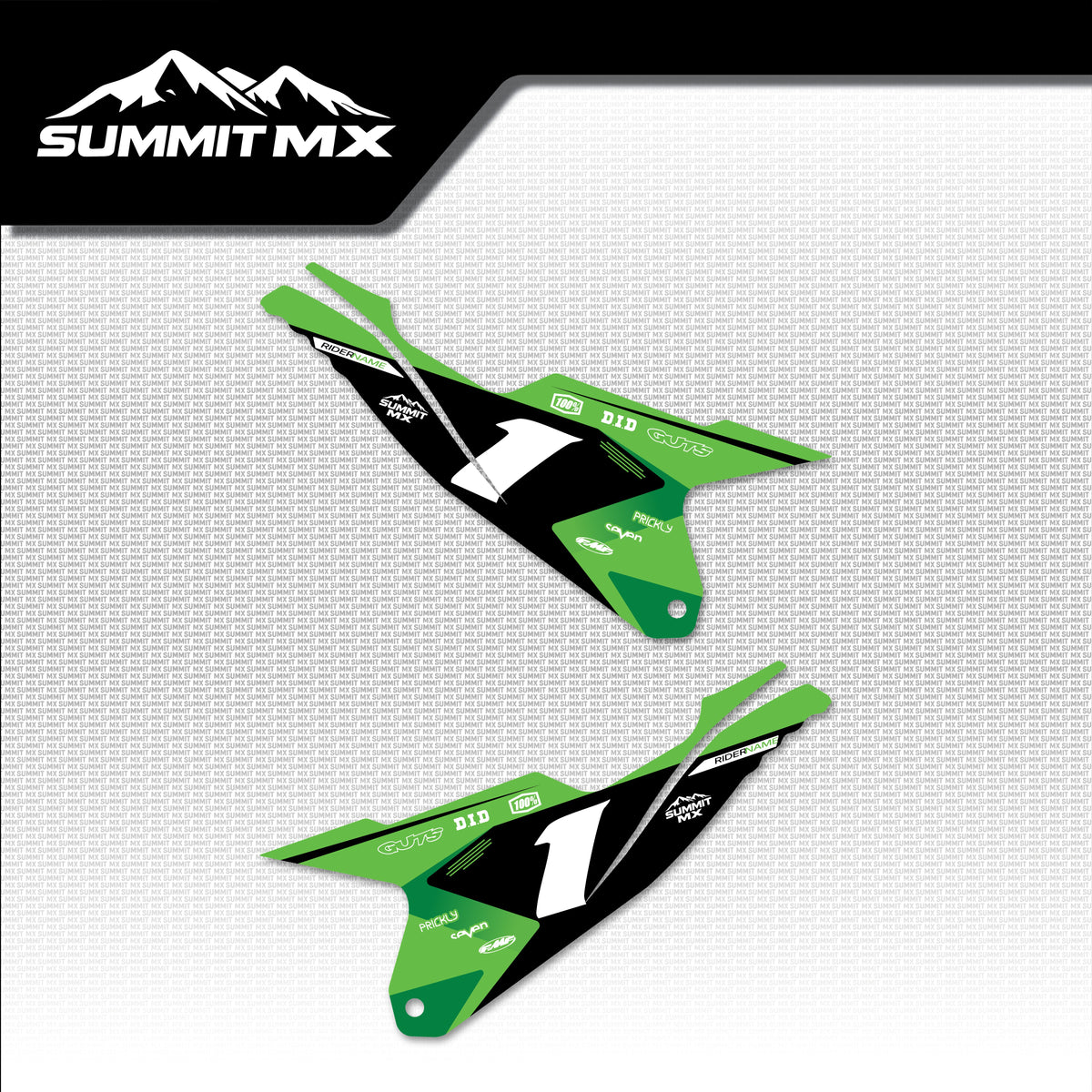 Kawasaki Inspired RFN Warrior Pro SX-E15 Side Number Plate Decals