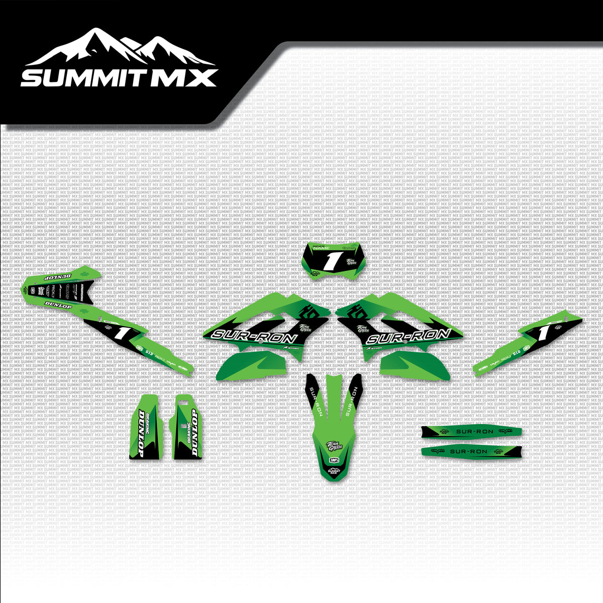 Kawasaki Inspired Storm Bee graphics kit full artwork layout by Summit MX