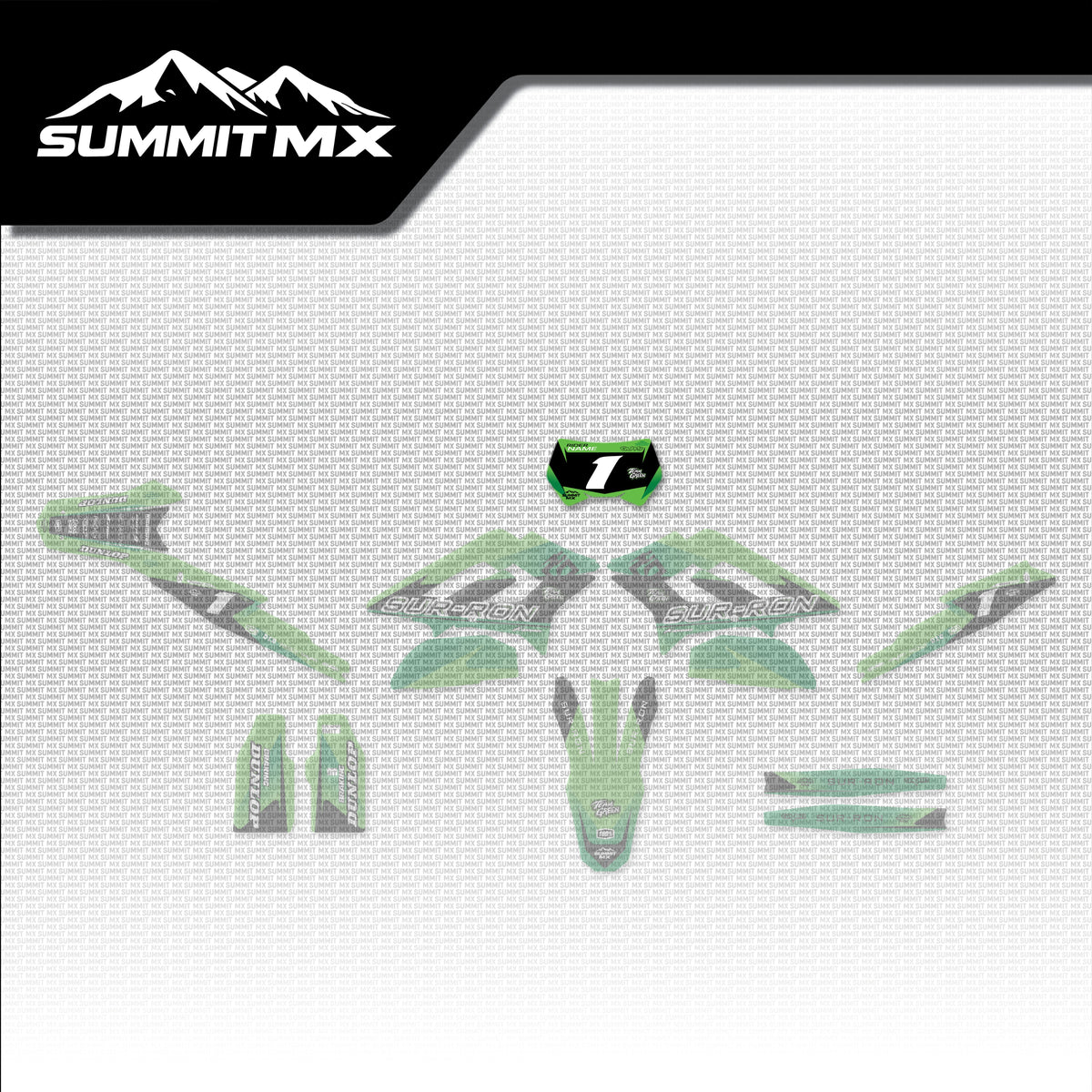 Kawasaki Inspired Storm Bee Number Plate Decal placement on the full kit