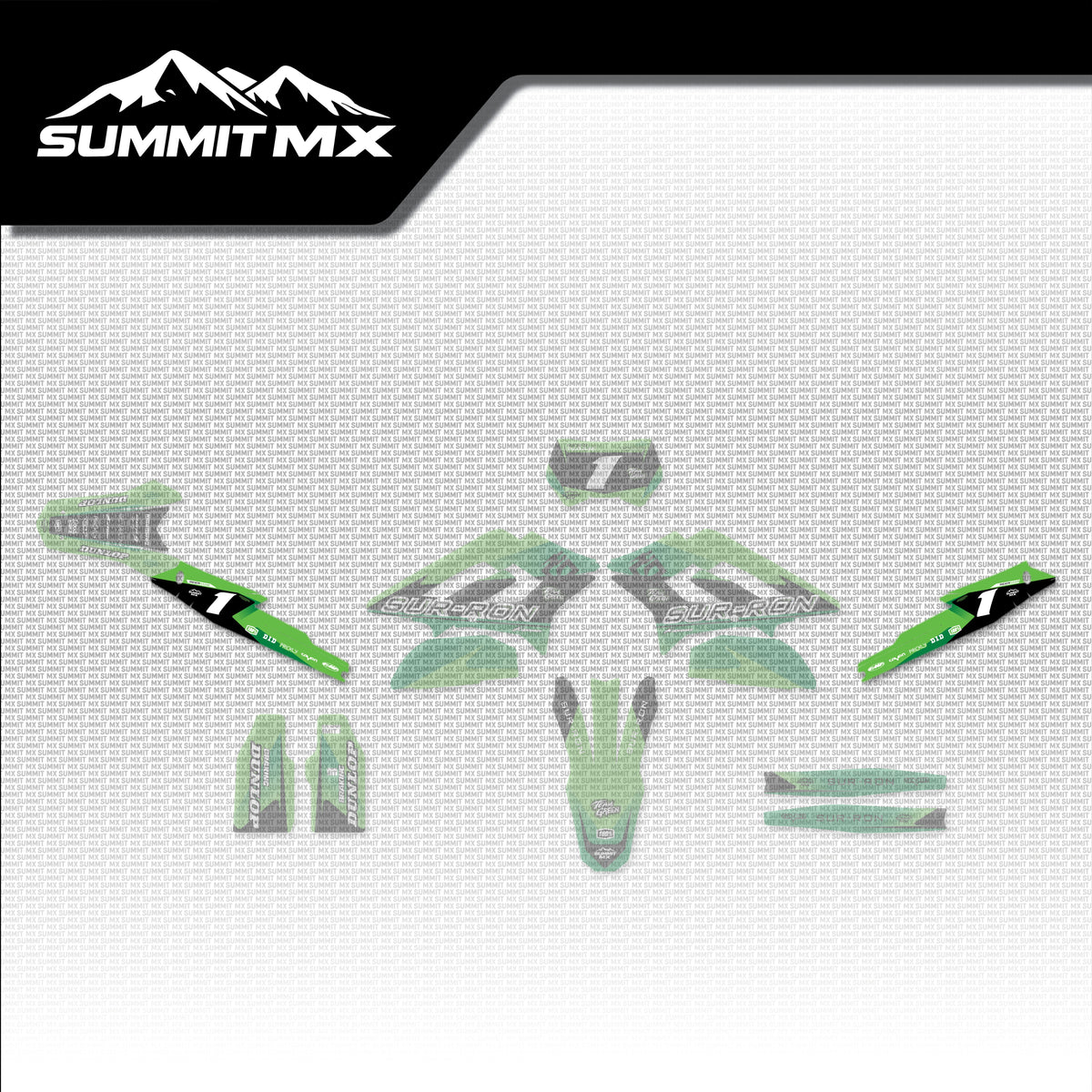 Kawasaki Inspired Storm Bee Side Number Plate Decals placement on the full kit