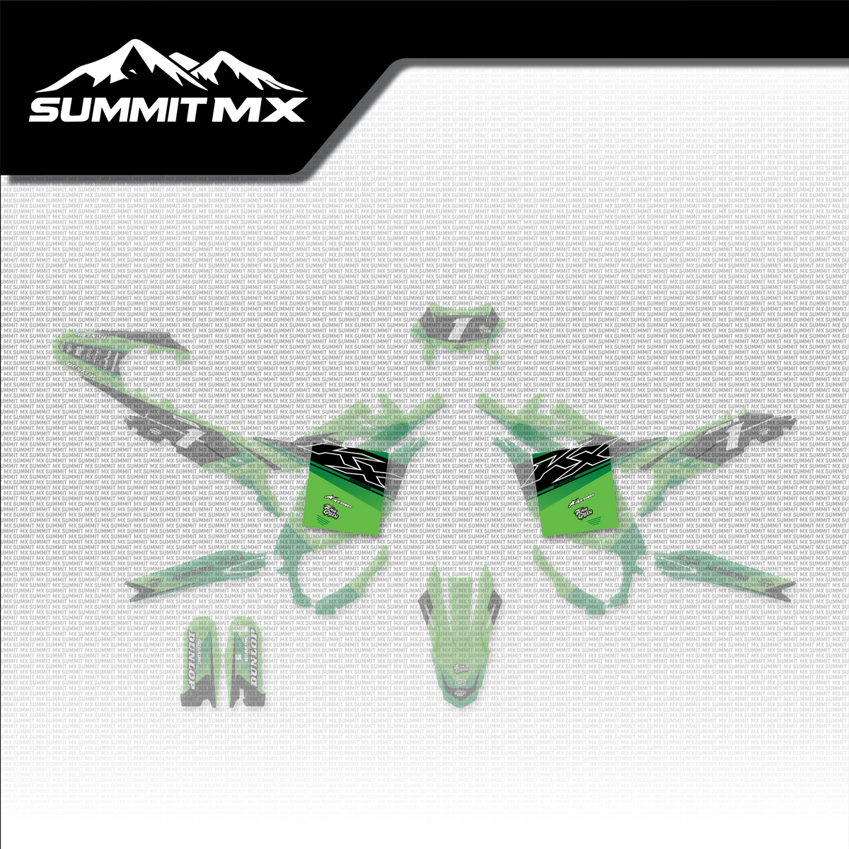 Kawasaki Inspired Ultra Bee Battery Decal shown in place on the full kit layout