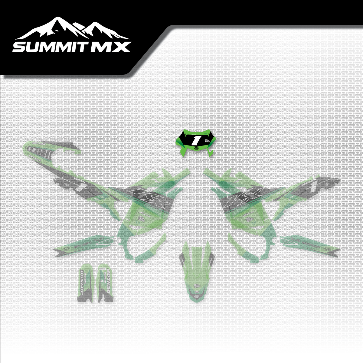Kawasaki Inspired Ultra Bee Number Plate Decal shown in place on the full kit layout