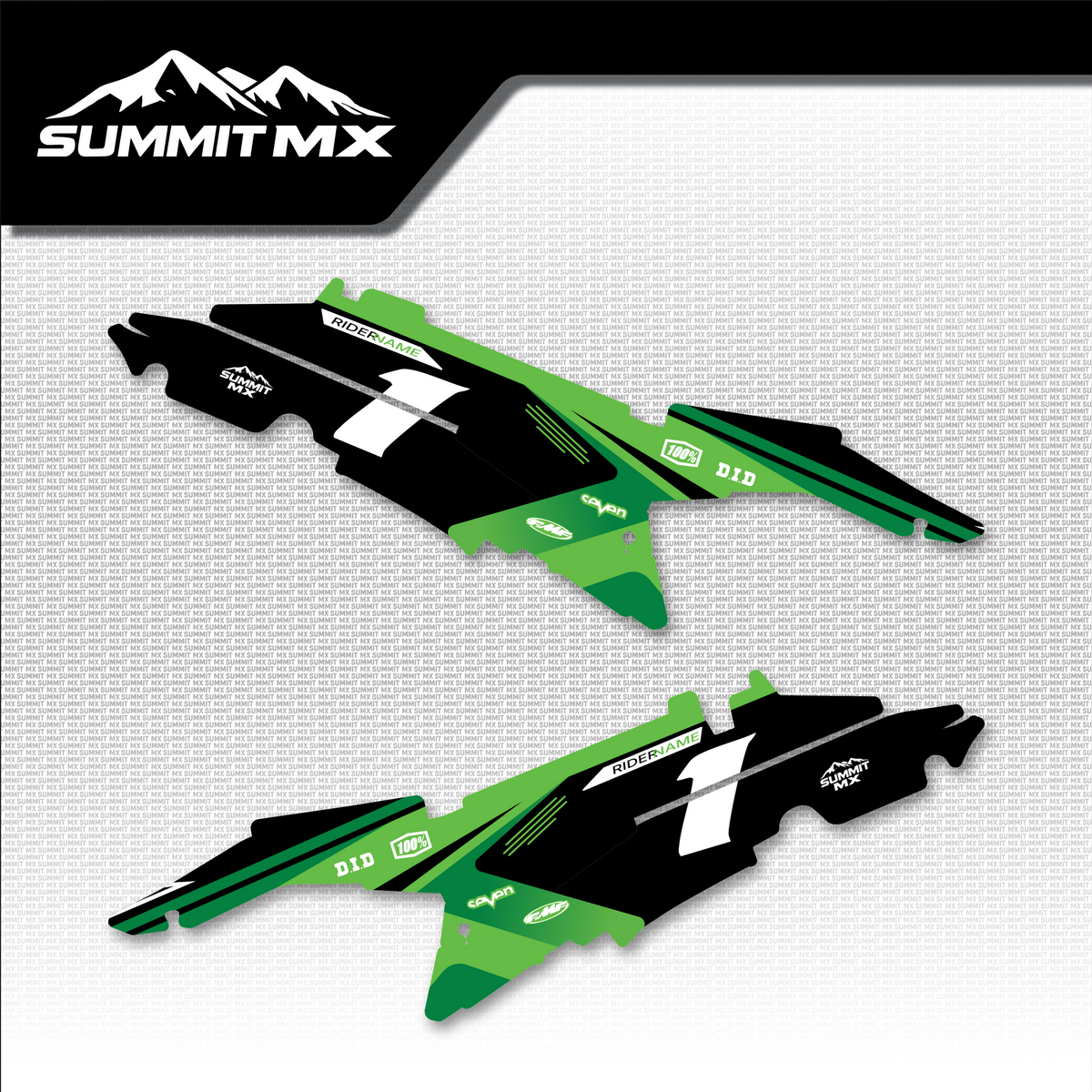 Kawasaki Inspired Ultra Bee Side Number Plate Decals by Summit MX