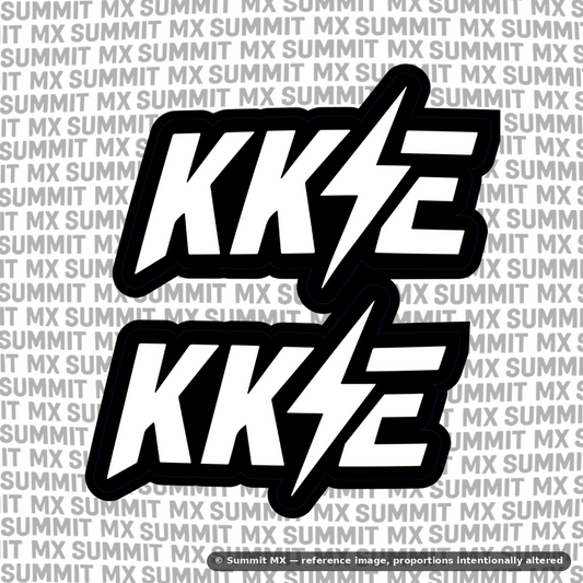 KKE fork tube decal in white colorway — Summit MX