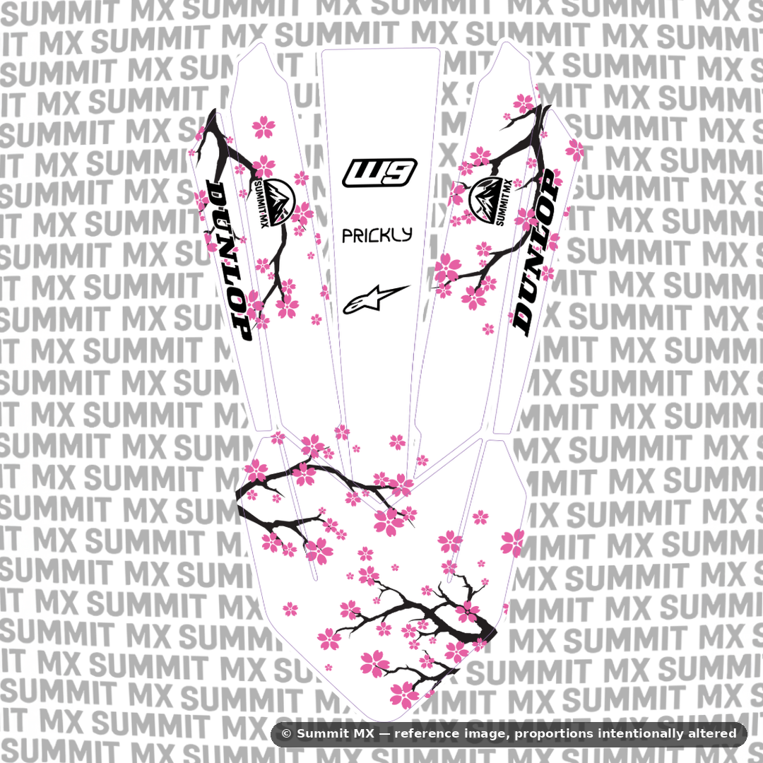 KTM 85 front fender decal in white with pink floral — Summit MX