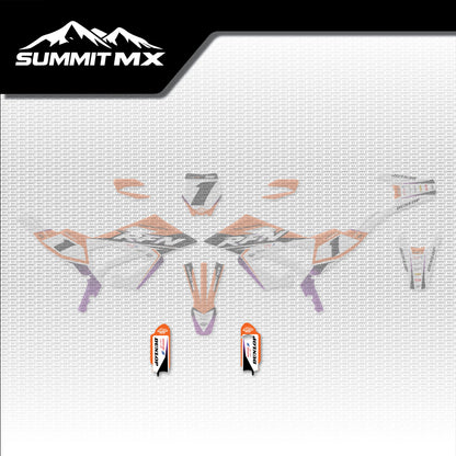 KTM Inspired RFN Warrior Pro SX-E15 Fork Guard Decals placement on the full kit