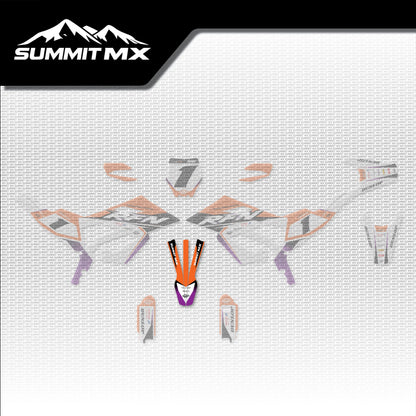 KTM Inspired RFN Warrior Pro SX-E15 Front Fender Decal placement on the full kit
