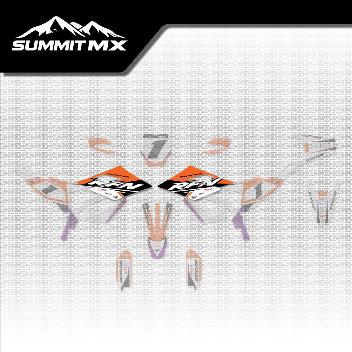 KTM Inspired RFN Warrior Pro SX-E15 Front Shroud Decals placement on the full kit