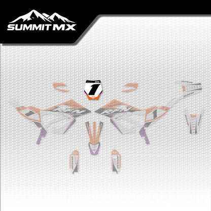 KTM Inspired RFN Warrior Pro SX-E15 Number Plate Decal placement on the full kit