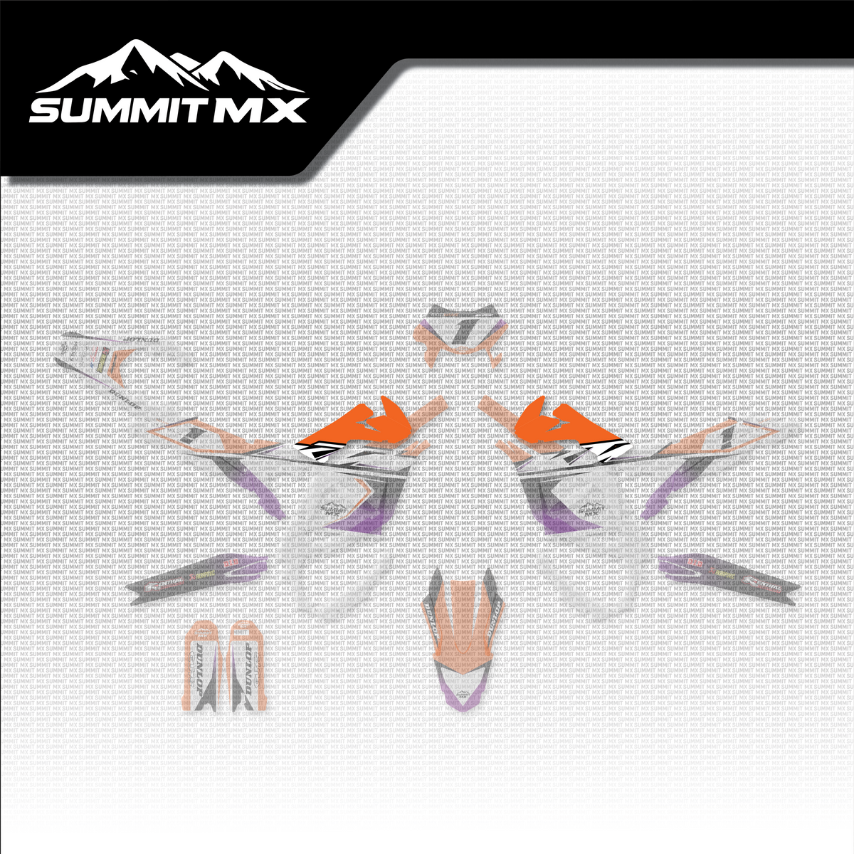 KTM Inspired Ultra Bee Battery Shroud Decals shown in place on the full kit layout