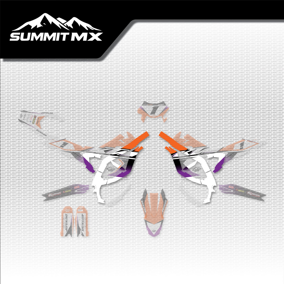 KTM Inspired Ultra Bee Frame Decals shown in place on the full kit layout