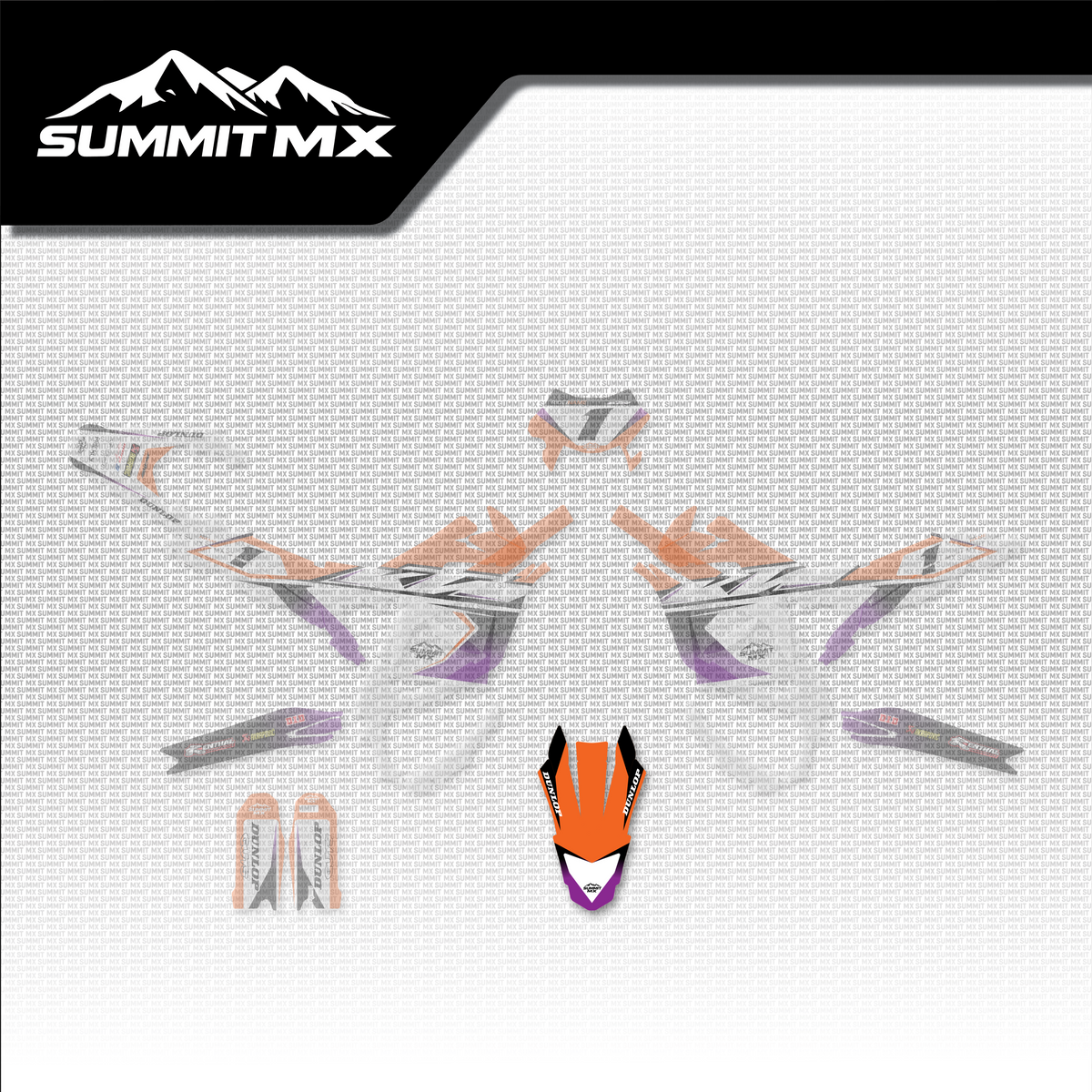 KTM Inspired Ultra Bee Front Fender Decal shown in place on the full kit layout
