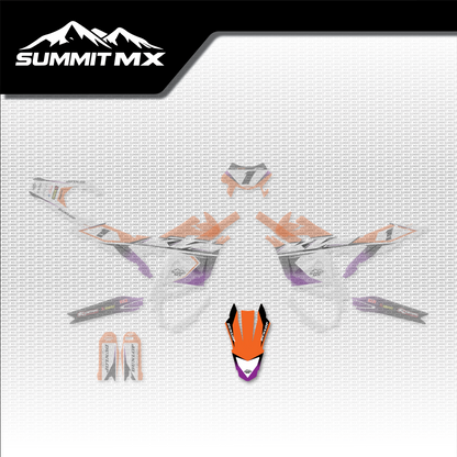 KTM Inspired Ultra Bee Front Fender Decal shown in place on the full kit layout