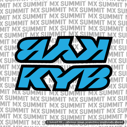 KYB fork tube decal in cyan colorway — Summit MX