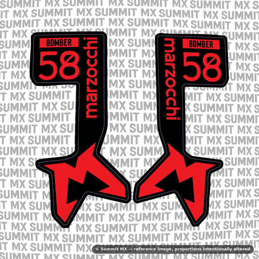 Marzocchi Bomber fork tube decal in red colorway — Summit MX